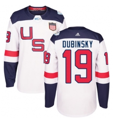 Youth Adidas Team USA #19 Brandon Dubinsky Premier White Home 2016 World Cup Ice Hockey Jersey