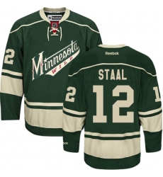 Men's Reebok Minnesota Wild #12 Eric Staal Authentic Green Third NHL Jersey