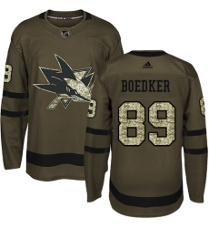 Youth Adidas San Jose Sharks #89 Mikkel Boedker Authentic Green Salute to Service NHL Jersey
