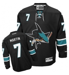 Women's Reebok San Jose Sharks #7 Paul Martin Premier Black Third NHL Jersey