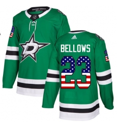 Youth Adidas Dallas Stars #23 Brian Bellows Authentic Green USA Flag Fashion NHL Jersey
