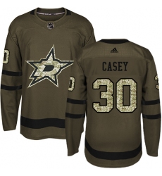Youth Adidas Dallas Stars #30 Jon Casey Authentic Green Salute to Service NHL Jersey