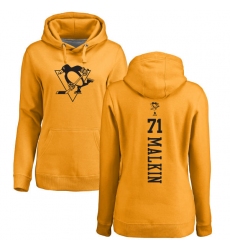 NHL Women's Adidas Pittsburgh Penguins #71 Evgeni Malkin Gold One Color Backer Pullover Hoodie
