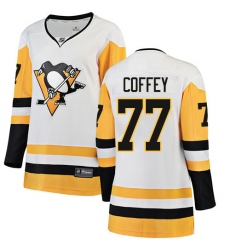 Women's Pittsburgh Penguins #77 Paul Coffey Authentic White Away Fanatics Branded Breakaway NHL Jersey
