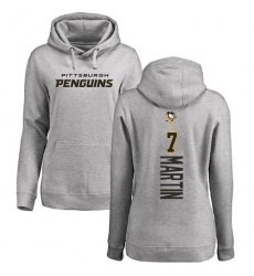 NHL Women's Adidas Pittsburgh Penguins #7 Paul Martin Ash Backer Pullover Hoodie