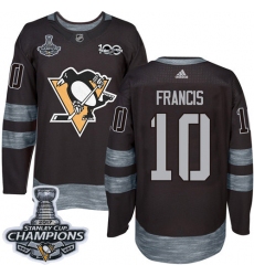 Men's Adidas Pittsburgh Penguins #10 Ron Francis Premier Black 1917-2017 100th Anniversary 2017 Stanley Cup Champions NHL Jersey