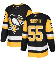 Men's Adidas Pittsburgh Penguins #55 Larry Murphy Authentic Black Home NHL Jersey
