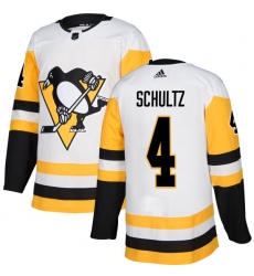 Women's Adidas Pittsburgh Penguins #4 Justin Schultz Authentic White Away NHL Jersey