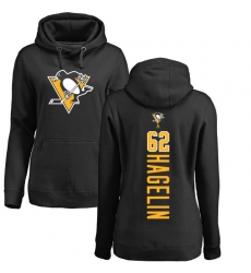 NHL Women's Adidas Pittsburgh Penguins #62 Carl Hagelin Black Backer Pullover Hoodie