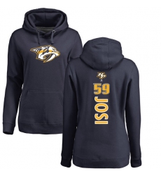 NHL Women's Adidas Nashville Predators #59 Roman Josi Navy Blue Backer Pullover Hoodie
