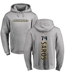 NHL Adidas Nashville Predators #74 Juuse Saros Ash Backer Pullover Hoodie