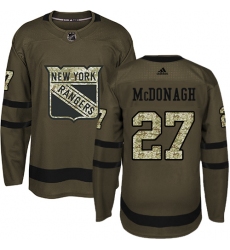 Youth Adidas New York Rangers #27 Ryan McDonagh Premier Green Salute to Service NHL Jersey