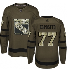 Men's Adidas New York Rangers #77 Phil Esposito Premier Green Salute to Service NHL Jersey