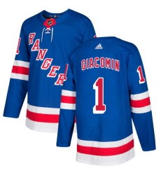 Men's Adidas New York Rangers #1 Eddie Giacomin Premier Royal Blue Home NHL Jersey