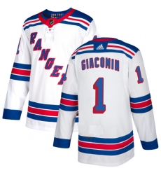 Women's Reebok New York Rangers #1 Eddie Giacomin Authentic White Away NHL Jersey