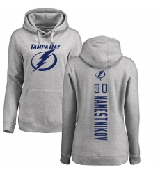 NHL Women's Adidas Tampa Bay Lightning #90 Vladislav Namestnikov Ash Backer Pullover Hoodie