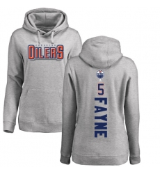 NHL Women's Adidas Edmonton Oilers #5 Mark Fayne Ash Backer Pullover Hoodie