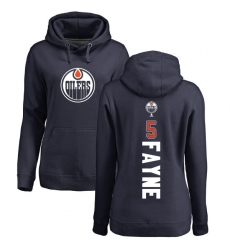 NHL Women's Adidas Edmonton Oilers #5 Mark Fayne Navy Blue Backer Pullover Hoodie