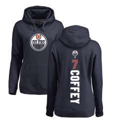 NHL Women's Adidas Edmonton Oilers #7 Paul Coffey Navy Blue Backer Pullover Hoodie