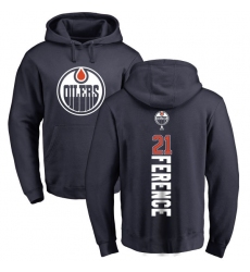 NHL Adidas Edmonton Oilers #21 Andrew Ference Navy Blue Backer Pullover Hoodie