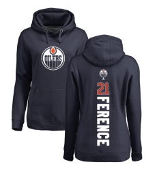 NHL Women's Adidas Edmonton Oilers #21 Andrew Ference Navy Blue Backer Pullover Hoodie