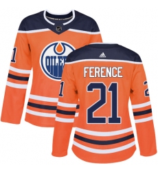 Women's Adidas Edmonton Oilers #21 Andrew Ference Authentic Orange Home NHL Jersey