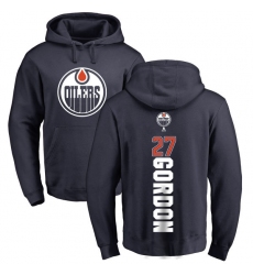 NHL Adidas Edmonton Oilers #27 Boyd Gordon Navy Blue Backer Pullover Hoodie