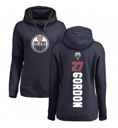NHL Women's Adidas Edmonton Oilers #27 Boyd Gordon Navy Blue Backer Pullover Hoodie