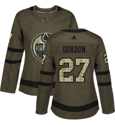 Women's Adidas Edmonton Oilers #27 Boyd Gordon Authentic Green Salute to Service NHL Jersey