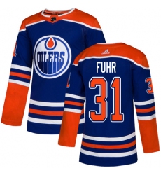 Men's Adidas Edmonton Oilers #31 Grant Fuhr Premier Royal Blue Alternate NHL Jersey