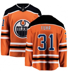Men's Edmonton Oilers #31 Grant Fuhr Fanatics Branded Orange Home Breakaway NHL Jersey