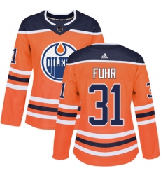 Women's Adidas Edmonton Oilers #31 Grant Fuhr Authentic Orange Home NHL Jersey