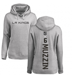 NHL Women's Adidas Los Angeles Kings #6 Jake Muzzin Ash Backer Pullover Hoodie