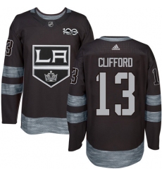 Men's Adidas Los Angeles Kings #13 Kyle Clifford Authentic Black 1917-2017 100th Anniversary NHL Jersey