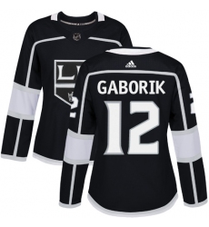 Women's Adidas Los Angeles Kings #12 Marian Gaborik Authentic Black Home NHL Jersey