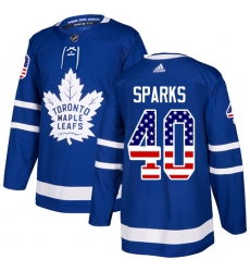 Youth Adidas Toronto Maple Leafs #40 Garret Sparks Authentic Royal Blue USA Flag Fashion NHL Jersey