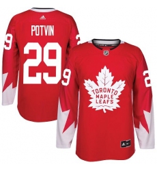 Men's Adidas Toronto Maple Leafs #29 Felix Potvin Authentic Red Alternate NHL Jersey