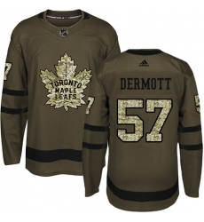 Youth Adidas Toronto Maple Leafs #57 Travis Dermott Authentic Green Salute to Service NHL Jersey
