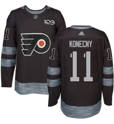 Men's Adidas Philadelphia Flyers #11 Travis Konecny Authentic Black 1917-2017 100th Anniversary NHL Jersey