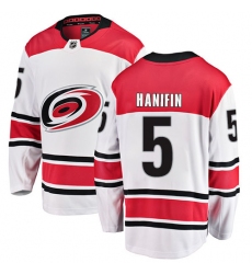 Youth Carolina Hurricanes #5 Noah Hanifin Fanatics Branded White Away Breakaway NHL Jersey