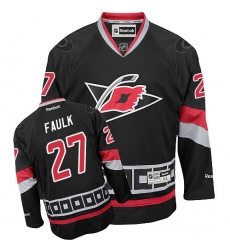 Women's Reebok Carolina Hurricanes #27 Justin Faulk Premier Black Third NHL Jersey