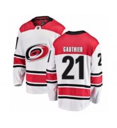 Men's Carolina Hurricanes #21 Julien Gauthier Authentic White Away Fanatics Branded Breakaway NHL Jersey