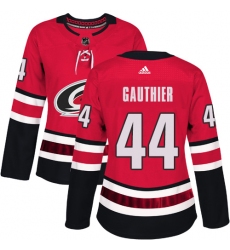 Women's Adidas Carolina Hurricanes #44 Julien Gauthier Authentic Red Home NHL Jersey