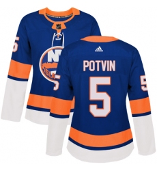 Women's Adidas New York Islanders #5 Denis Potvin Premier Royal Blue Home NHL Jersey