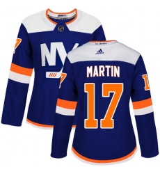 Women's Adidas New York Islanders #17 Matt Martin Premier Blue Alternate NHL Jersey