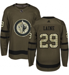 Men's Adidas Winnipeg Jets #29 Patrik Laine Premier Green Salute to Service NHL Jersey