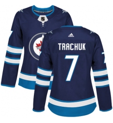 Women's Adidas Winnipeg Jets #7 Keith Tkachuk Authentic Navy Blue Home NHL Jersey