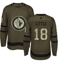 Men's Adidas Winnipeg Jets #18 Bryan Little Premier Green Salute to Service NHL Jersey