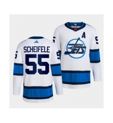 Men's Winnipeg Jets #55 Mark Scheifele White 2022 Reverse Retro Stitched Jersey