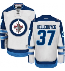 Women's Reebok Winnipeg Jets #37 Connor Hellebuyck Authentic White Away NHL Jersey